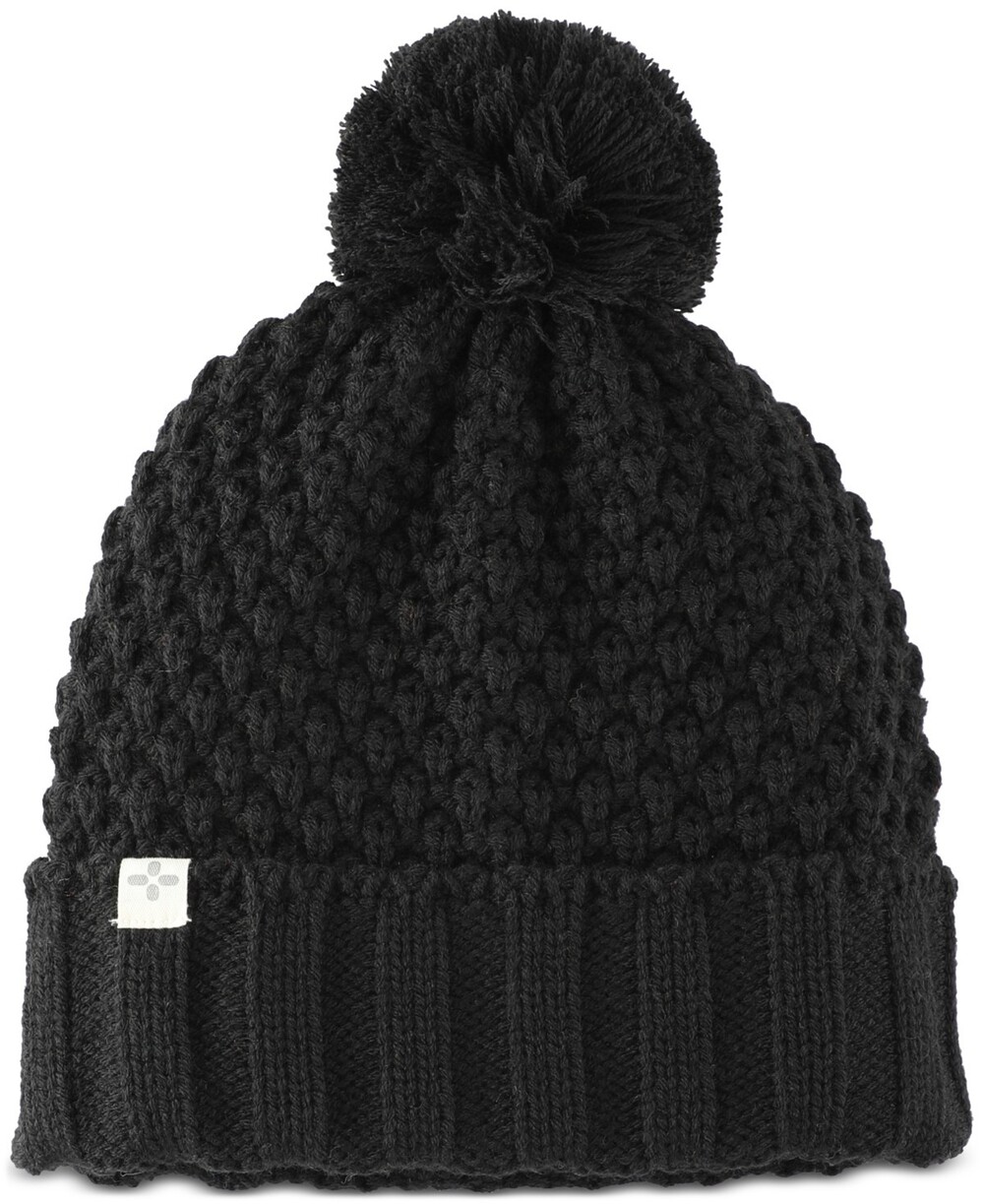 Sun + Stone Textured-Knit Cuffed Pom-Pom Beanies Men's One Size Black Solid